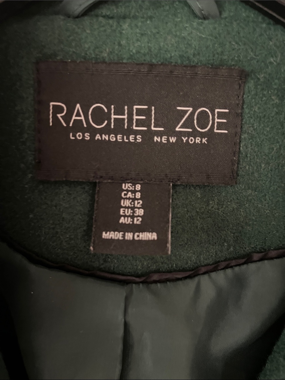Rachel Zoe Forest Green Long Wool Trench Coat - Picture 2 of 3